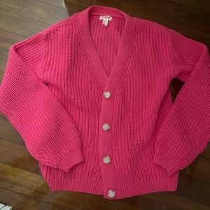 Pink Button Cardigan Knit Sweater